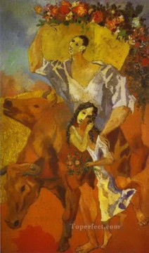 Pablo Picasso Painting - Los campesinos Composición cubista de 1906 Pablo Picasso